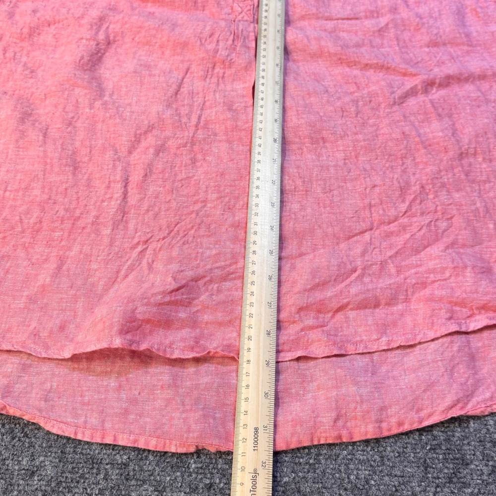 Sigrid Olsen Linen Tunic Women 3X Pink Henley Roll Tab Coastal Boho Lagenlook - Picture 6 of 9